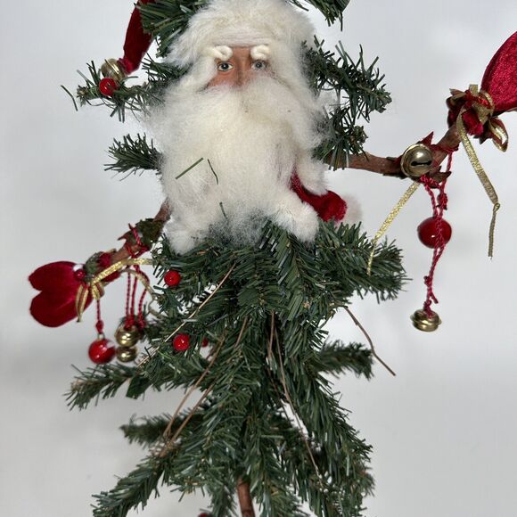 Vintage Ugly Christmas Tree Figurine Santa Claus Bendable Tabletop Mantel 23" - Picture 5 of 10